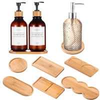 Wooden Soap Dispenser Tray Vanity Organizer Round Square Jewelry Countertop Storage Tray Bathroom Organizer Photography Props 1