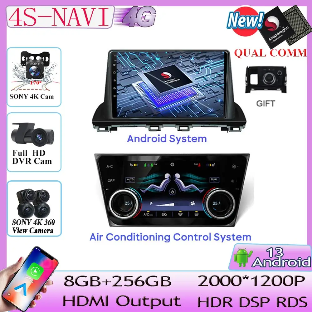 

Android13 Qualcomm Car Radio Player For Mazda CX-4 CX4 CX 4 2016 2017 Multimedia Video Navigation GPS Stereo Monitor BT No 2din