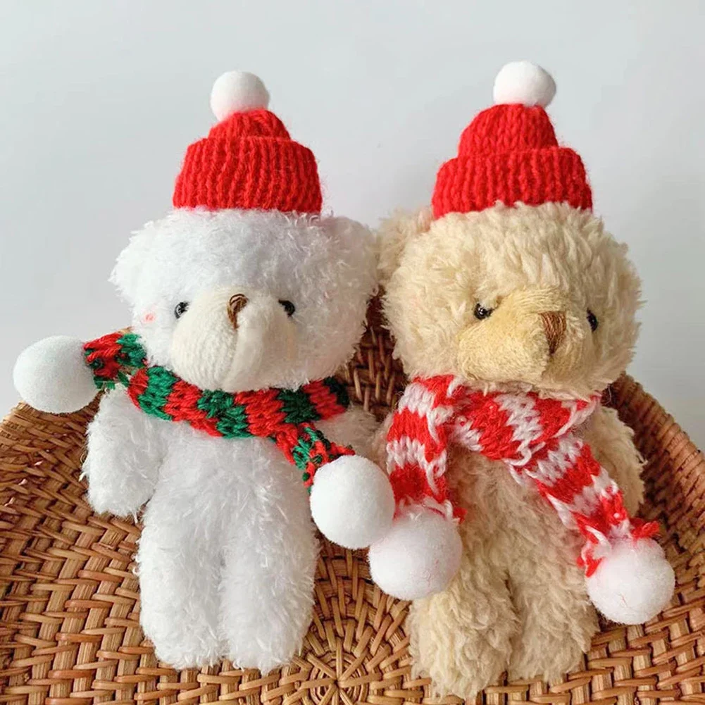 15cm Kawaii Teddy Bear stuffed animal keychain plush doll Christmas decorations Keychain Cartoon Christmas Bear Plush Doll Key Chain Bag Pendant For Girl Christmas Gifts