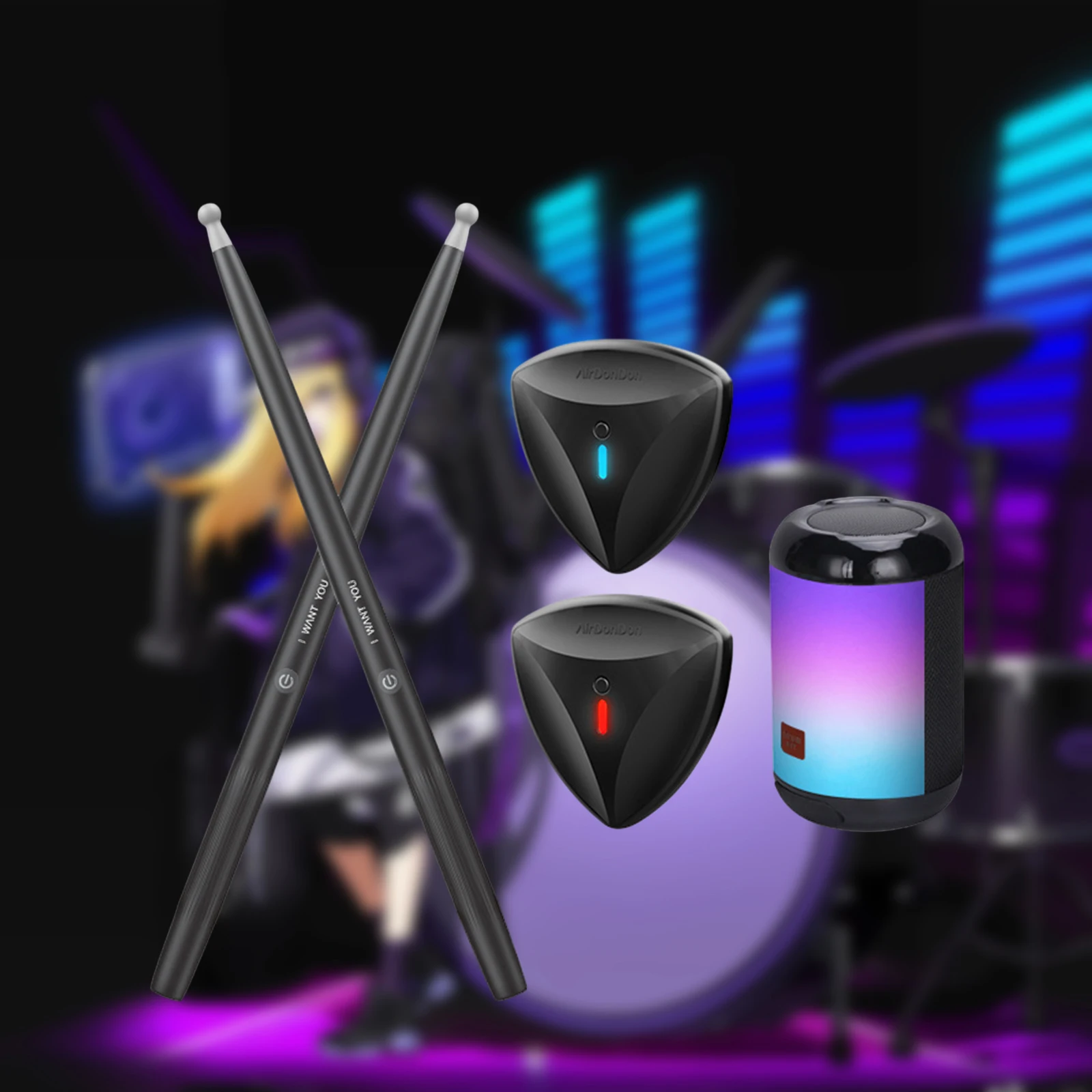 Portable Air Electronic Drum Somatosensory Drum Kit with Drumsticks Electronic Kit for Kids Beginners Children