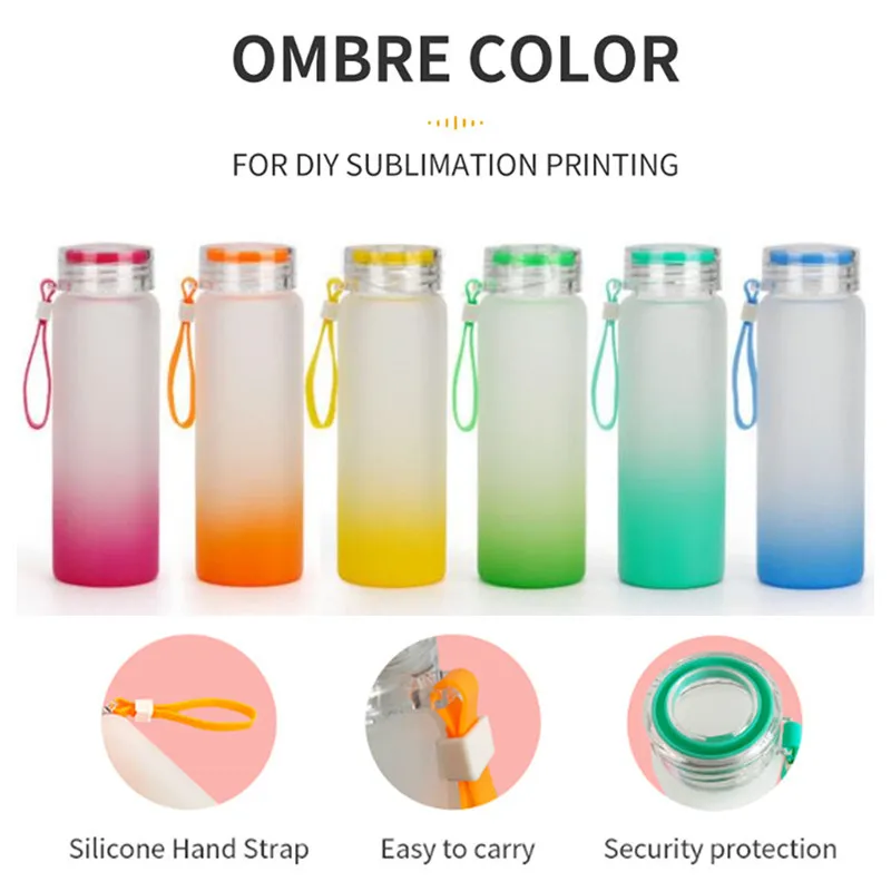 25pcs 17oz Sublimation Glass Cups Straight Tumbler Water Bottle Frosted  Gradient Color Glasses Cup Iced Beverage Mug With Handle - AliExpress