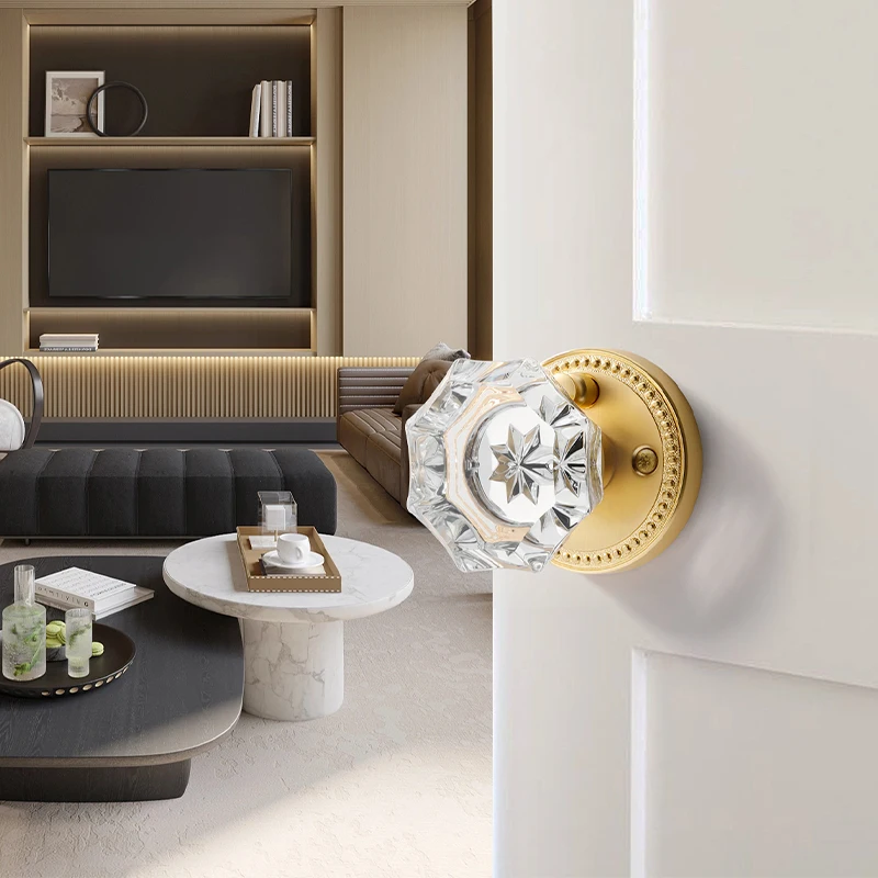 Privacy Lock Door Knob Bedroom Bathroom Room House Crystal Door Knob Interior Lock