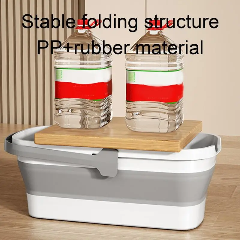 Collapsible Cleaning Bucket Water Pail Bucket With Rectangle Shape Foldable And Portable Design For House Cleaning RV Cleaning