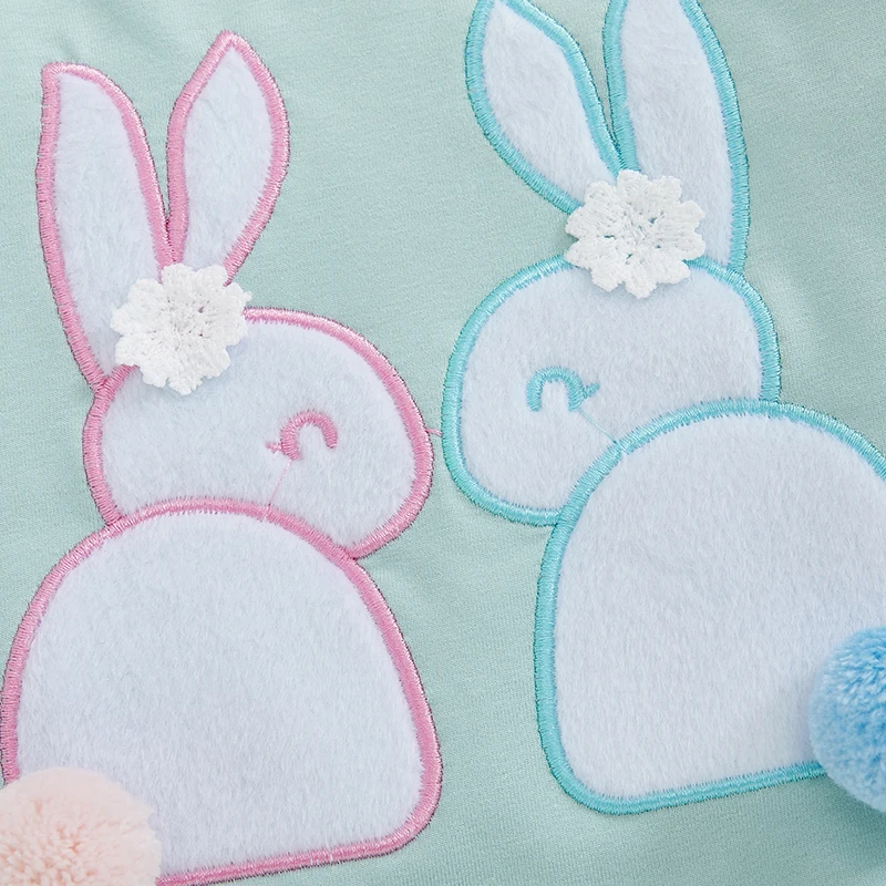 Toddler Baby Girl Boy Sweatshirt Easter Clothes Kids Bunny Embroidery Crew Neck Long Sleeve Pullover Casual Tops for Infant 1-4Y