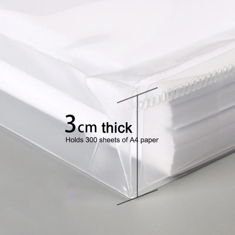 4pcs A4 File Organizer Stationery Storage Folder Waterproof Standard Transparent PVC Loose Leaf Pouch Filing Binder Document