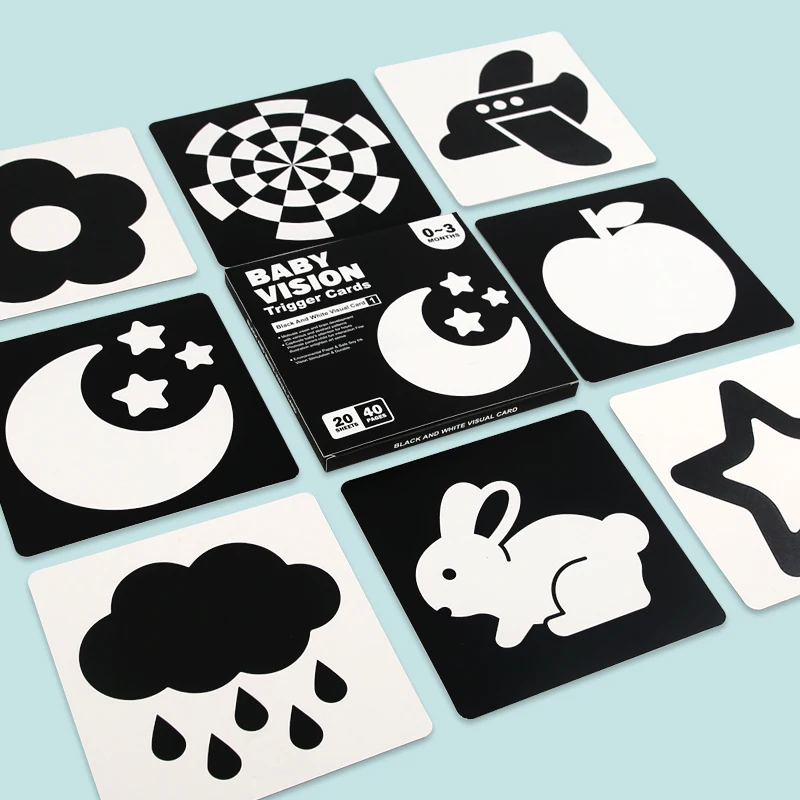 Baby Visual Stimulation Cards Montessori High Contrast Flash Card Infant Gift For Children Cognition Toy 4