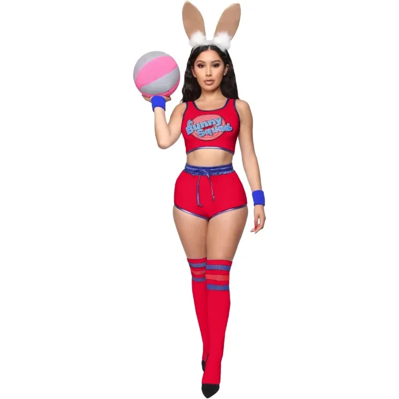 4pcs set Women's Basketball Football Auto Show Top, Shorts, Headwear Bracelets,
