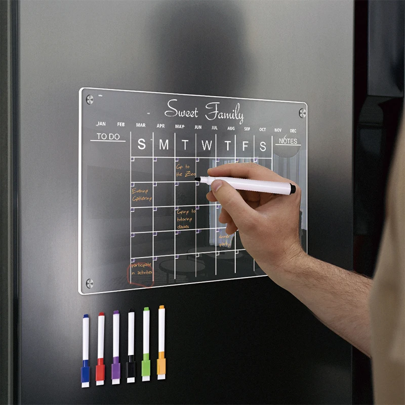 Magnetic Fridge Calendar Acrylic Clear Magnetic Suction Transparent Week  Planner Erasable Daily Message Board for Home School - AliExpress
