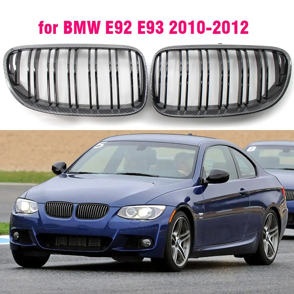 

Передняя решетка для BMW E92, E93, 320I, 328i, 335i, 2 двери, 2010, 2011, 2012, Стайлинг автомобиля, глянцевый черный, двойная линия