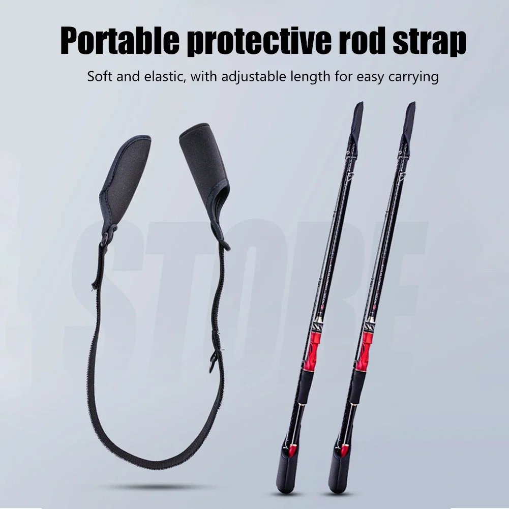 Fishing Rod Holder Strap Fishing Rod Strapping Wrap Adjustable Fishing Rod Belt Protector Outdoor Fishing Accessories