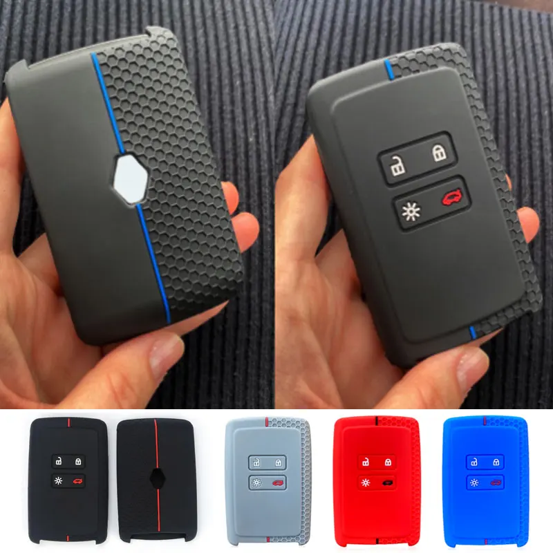 Car Key Case For Renault Clio Kadjar Capture Koleos Espace Master Talisman Scenic Megane 4 Arkana Sandero Silicone Protect Key Case Cover Key Case