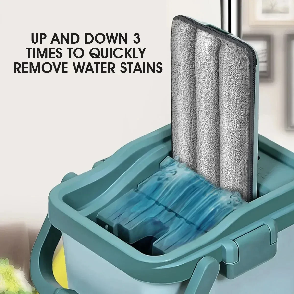 Flat Squeeze Mop com balde Wringing Floor Cleaning Microfiber Pads uso molhado ou seco em madeira laminado m&atilde;o livre flat squeeze mop