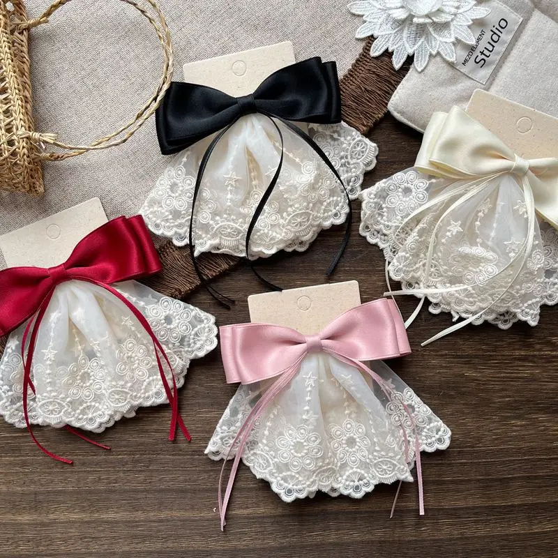 New Temperament Bow Hairpin Children's Lace Back Head Top Clip Girl Sweet Cute Hair Accessories Princess Headdress