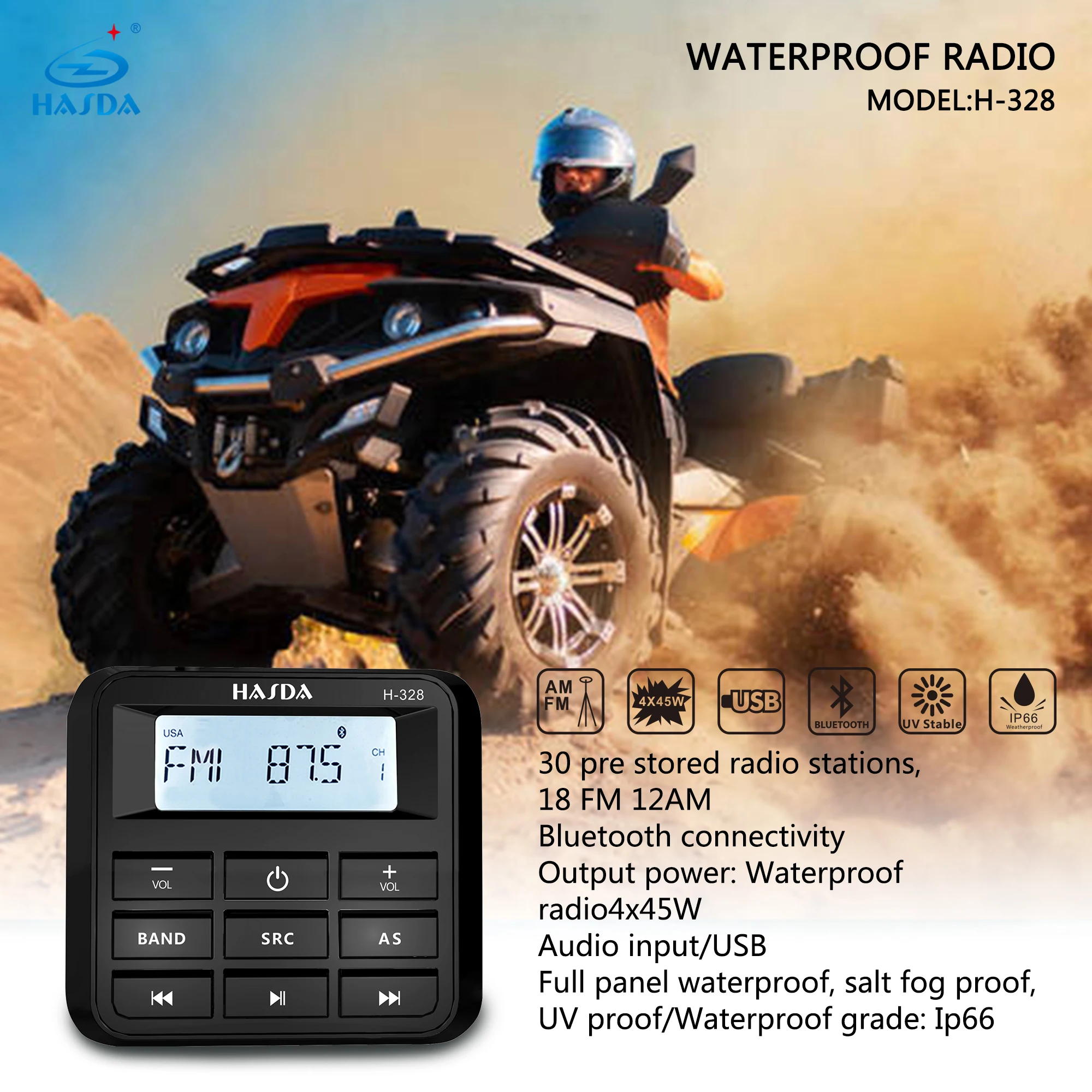marine stereo speaker with water resistant radio cover boat stereo system