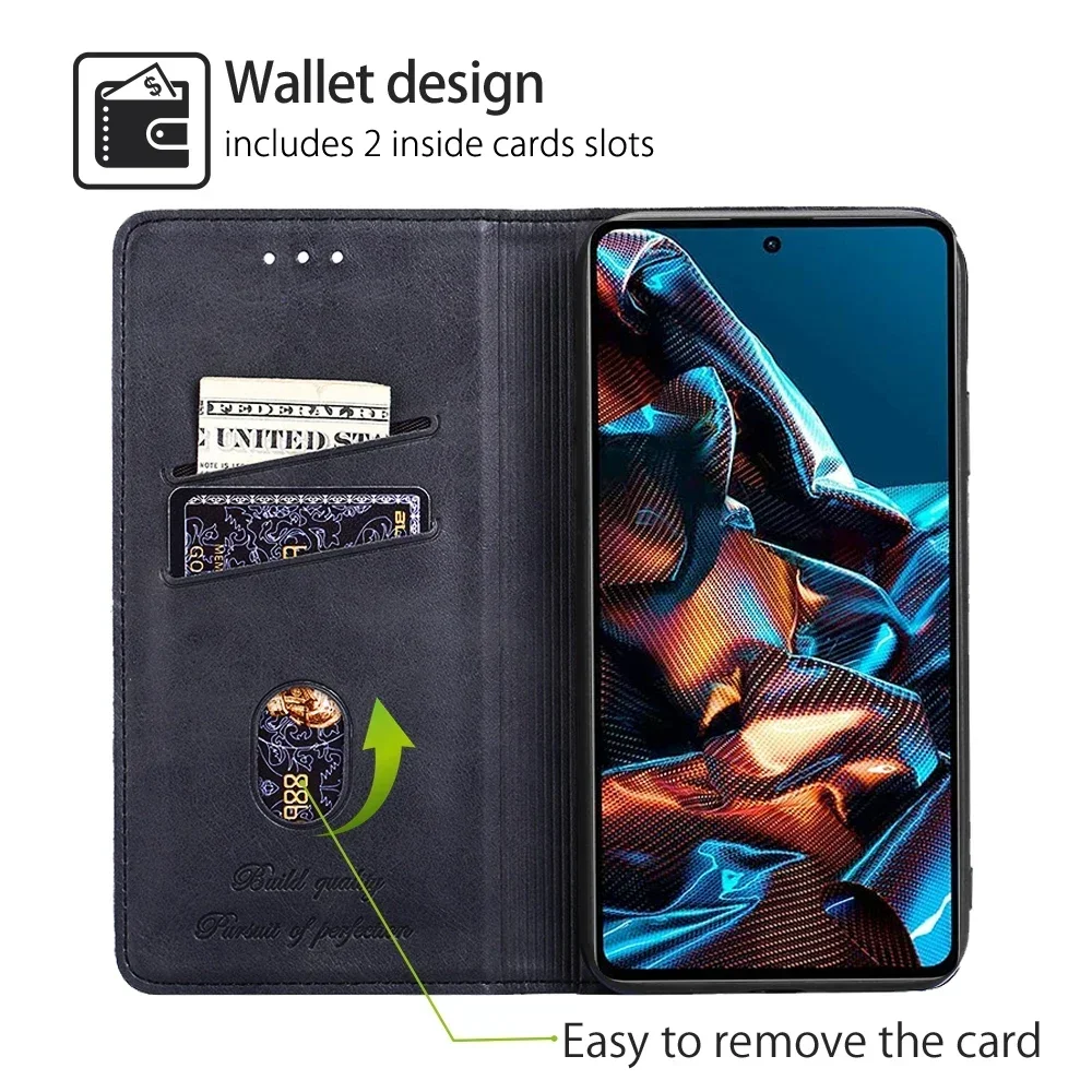 Leather Magnetic Flip Cover with Card Slot - Business Book Case