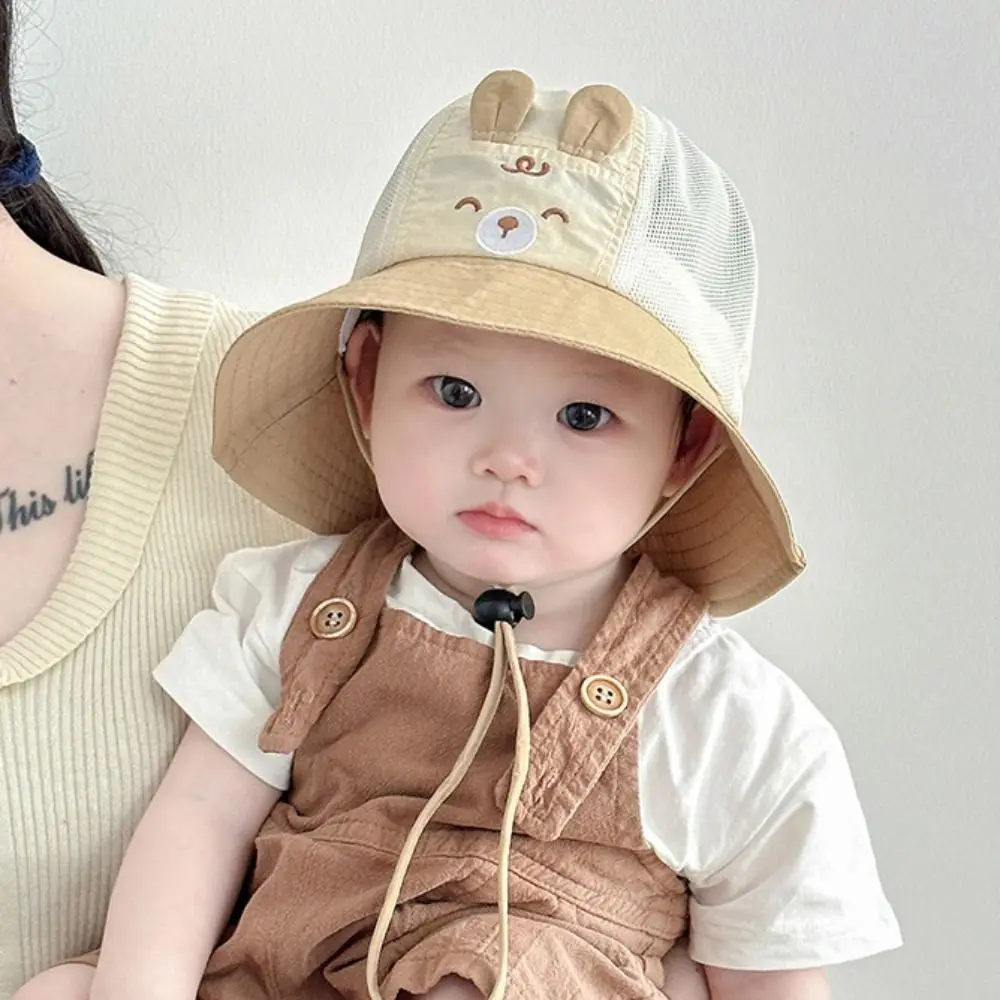 Cute Breathable Kids Sun Hat Quick-dry Mesh Cartoon Bucket Cap Rabbit Summer Children Fisherman Hat Travel