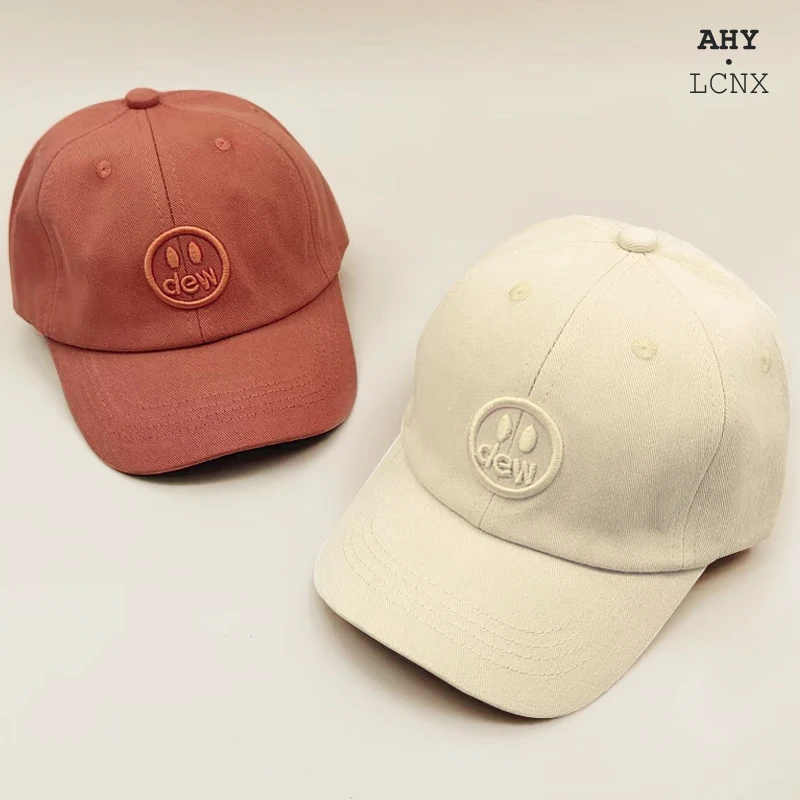Spring Summer Kids Baseball Cap Smile Face Embroidery Outdoor Young Children Sun Cap Boy Girl Beige Adjustable Baby Hip_voghion.com