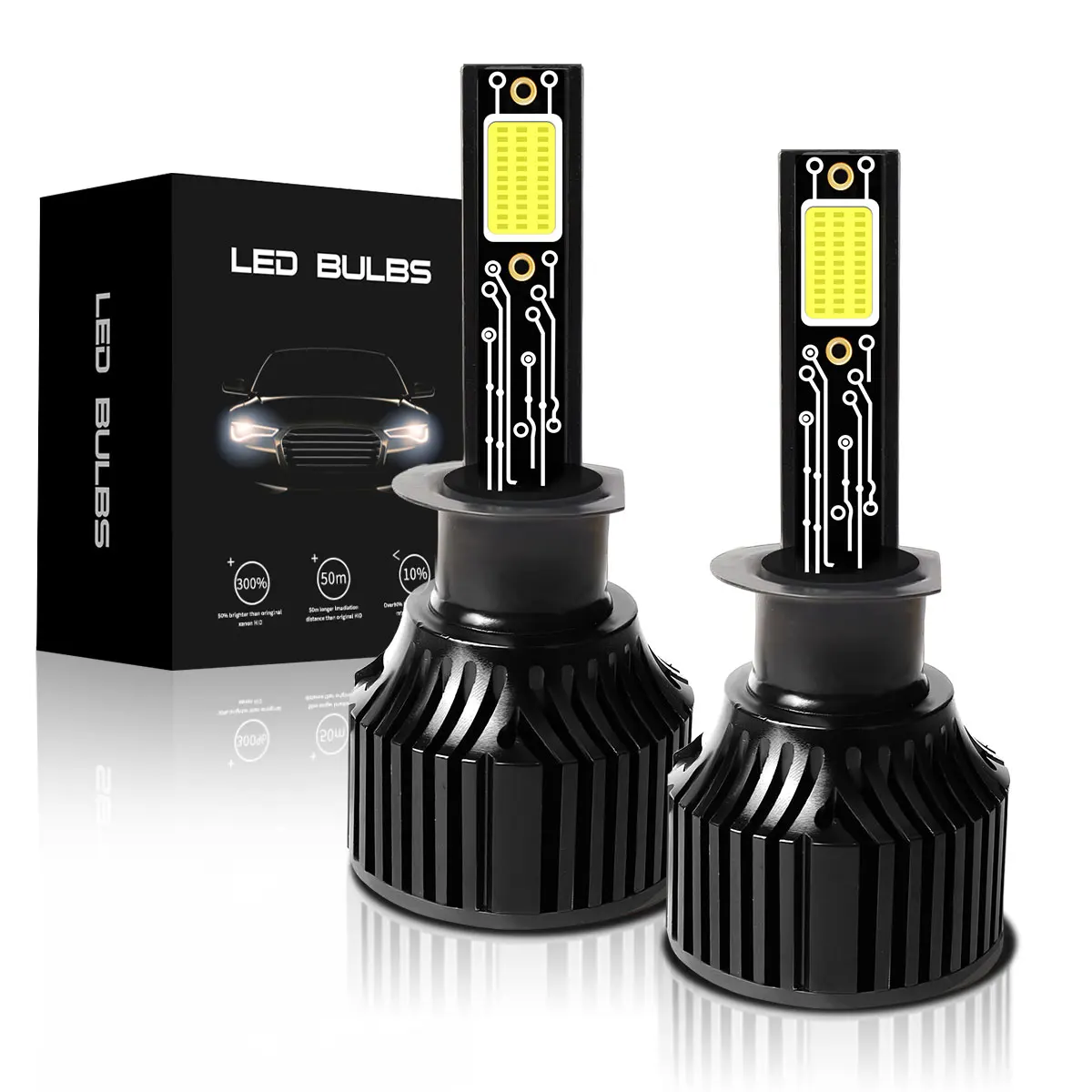 H1 LED Headlight Bulbs 9004 HB1 9007 HB5 HIR2 H27 H4 9003, 12000LM 6000K White All-in-One Conversion Kit with App Control