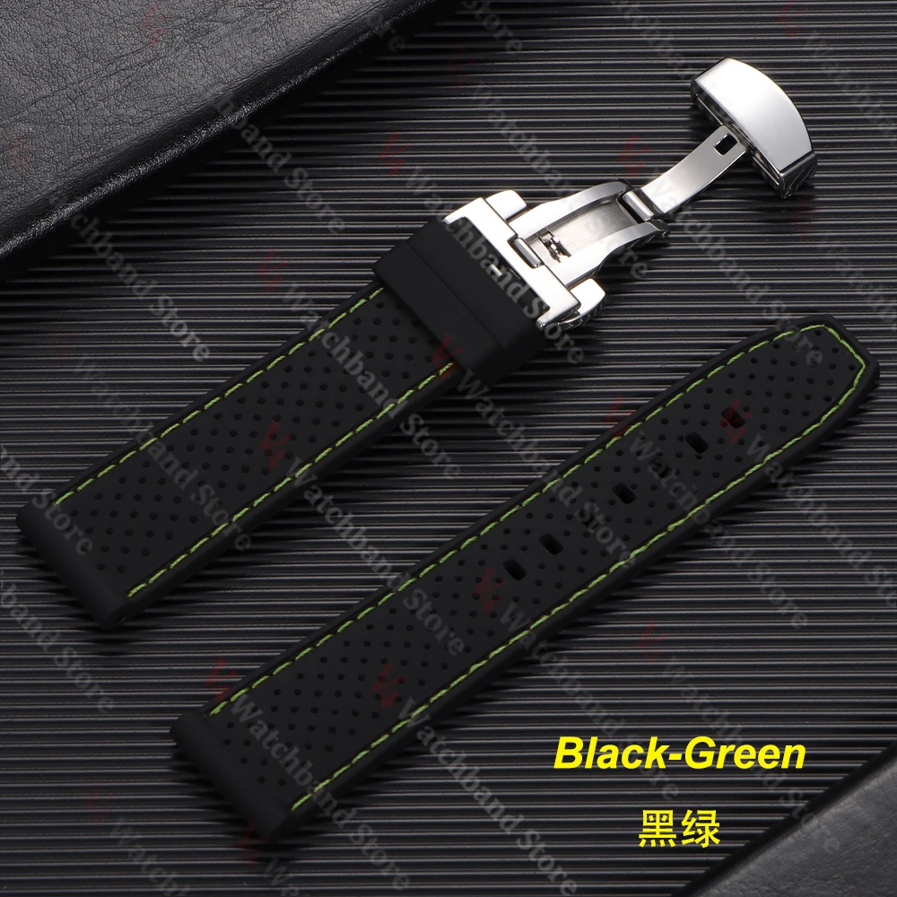 Premium Waterproof Silicone Watch Band with Butterfly Buckle - Breathable Rubber Strap Replacement