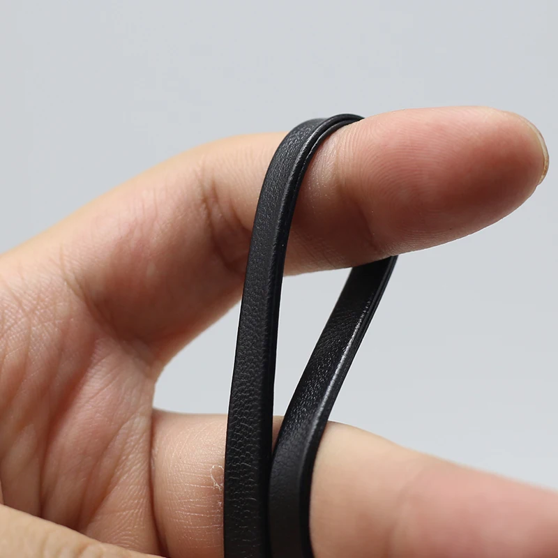 Leather Cord Black Thickened Leather Rope Material Handmade Leather Rope PU Flat Strand Suitable for Jewelry 2m