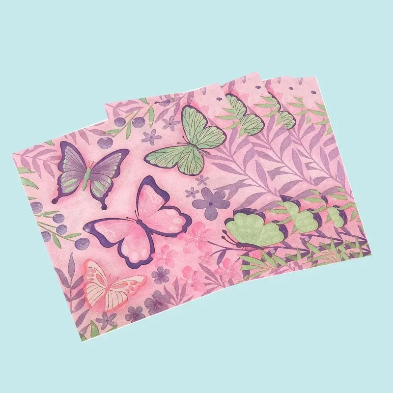 10/20pcs Butterfly Theme Party Decoration Supplies Disposable Paper Placemats Colored Napkins Butterfly Bone Paper