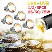 1-3pcs Reptile Lamp 25/50/75W UVA+UVB 3.0 Pet Heat Lamp Bulb Turtle Basking UV Light Bulbs Amphibians Lizard Temperature Control 1