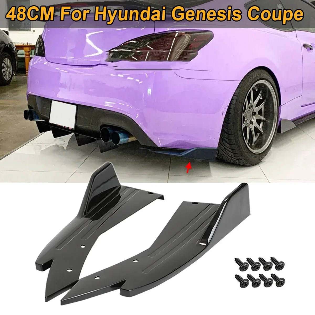 48cmRear-Bumper-Protector-Canards-Splitter-Side-Skirt-Guard-Body-Kits ...