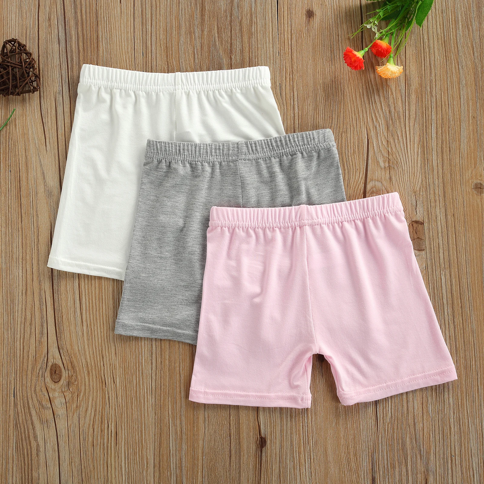 Kids Shorts 3 Pcs Girls Summer Safety Leggings Cycling Pants Anti-emptied Stretch Mid-rise Yoga Dancing