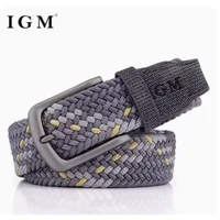 Mens Canvas Woven Belt Any Elastic Stretch Belt Boys Young Versatile Pin Buttoned Trouser Belt Tide