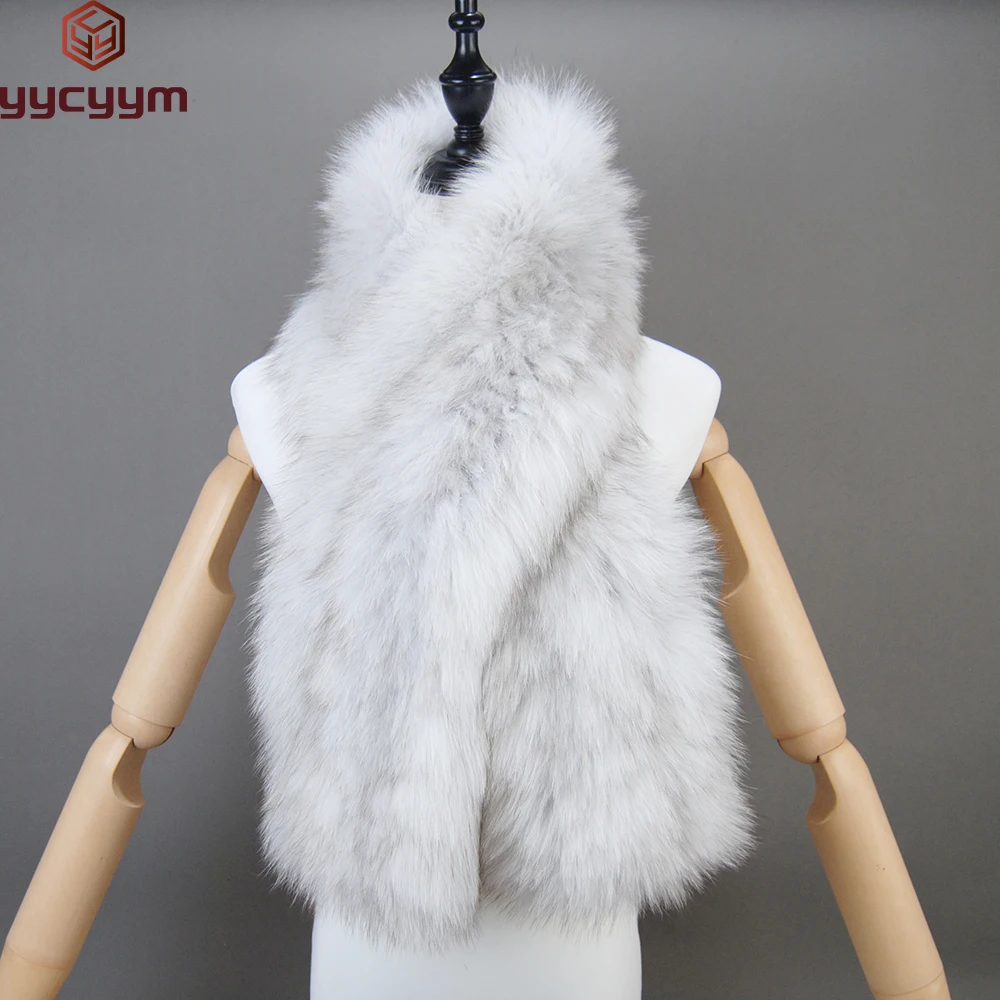 Women Real Fox Fur Scarf Fashion Lady Winter Warm Soft Knitted Real Fox Fur Neckerchief Quality Natural Ring Scarves