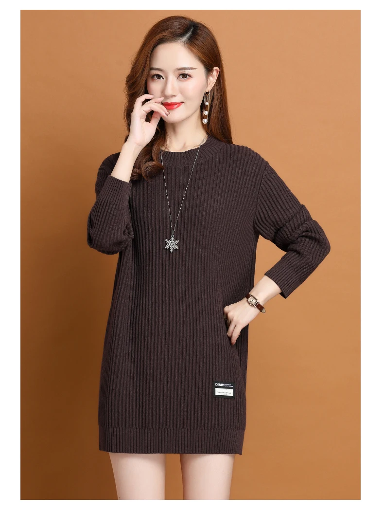Neue Mittlere Länge Langarm Rundhals Frauen Pullover Neue Pullover Herbst Winter Tops Weibliche Pull Pullover Espero – Detail 14
