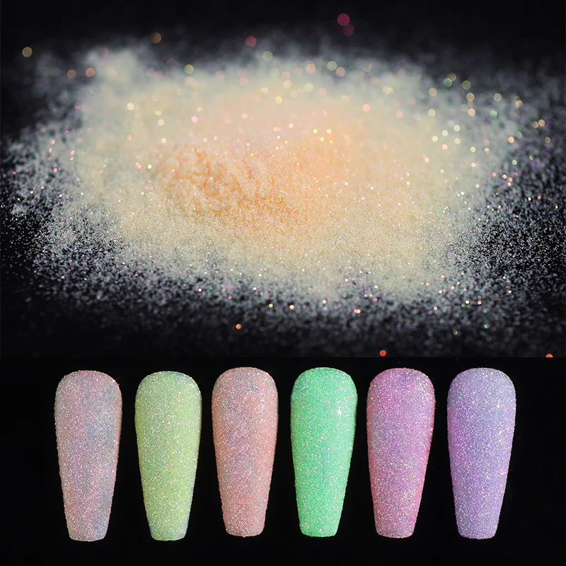10 gr/beutel Zucker Nagel Glitter Pulver Glänzende Süßigkeiten Nagel Pulver Mantel Wirkung Weiß Schwarz Pigment Staub DIY Nail art Zubehör Liefert – Detail 1