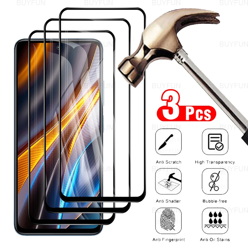 

3 шт. закаленное стекло с полным покрытием для Xiaomi Poco F4 6,67 дюйма закаленная пленка для Poco F 4 4F Poko Poxo little F4 защита для экрана