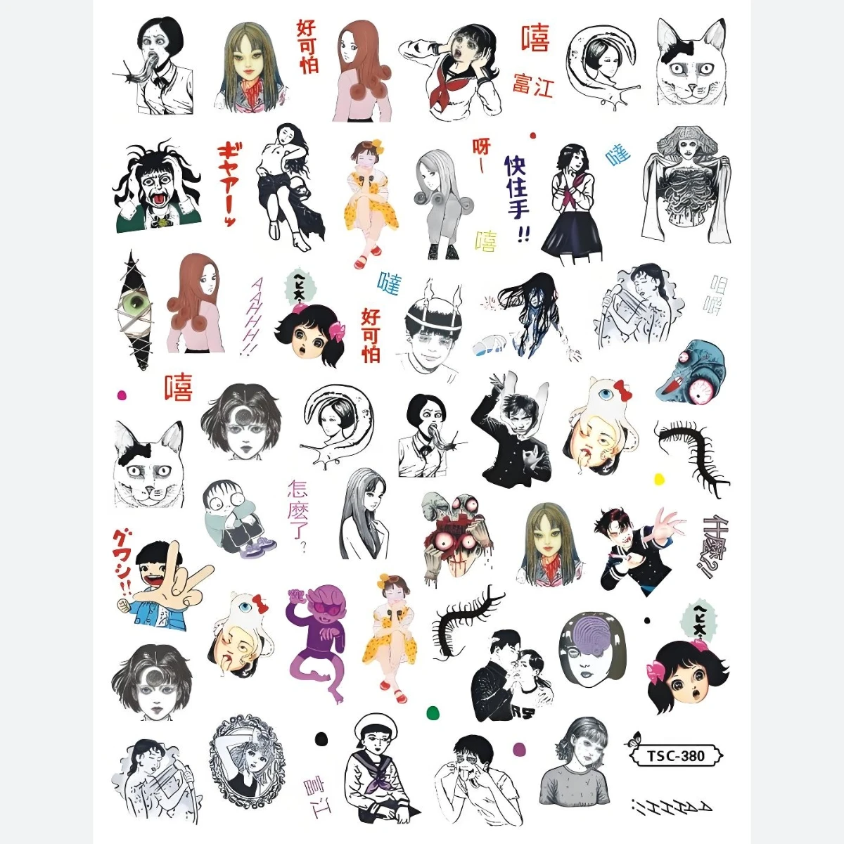 TSC-380 かわかみ とみえ,Tomie,Kawakami Tomie,Anime 3d Nail Art Stickers Nail Stickers