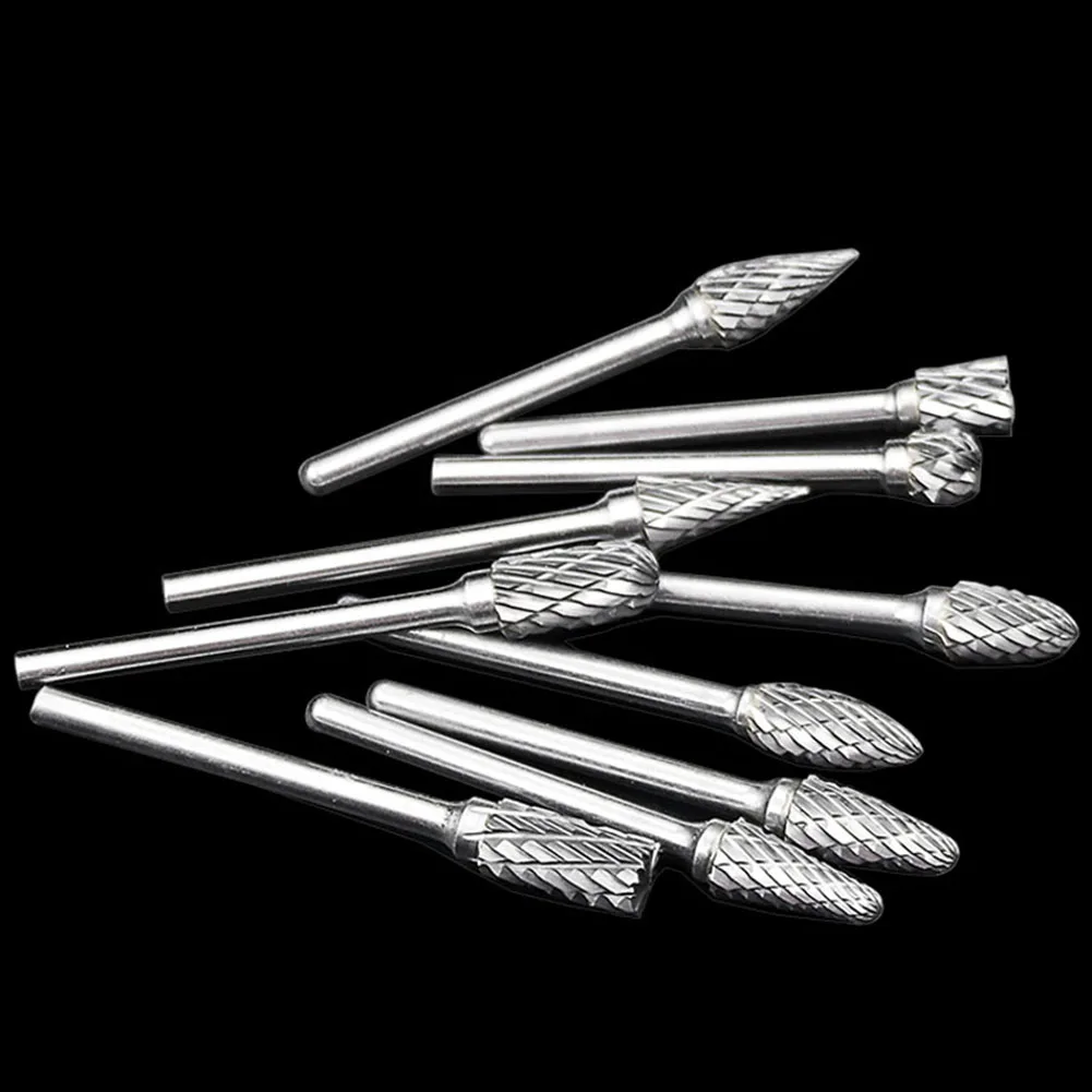 4pcs Cemented Carbide Rotary Files Double Cut Burr Set 6mm Shank