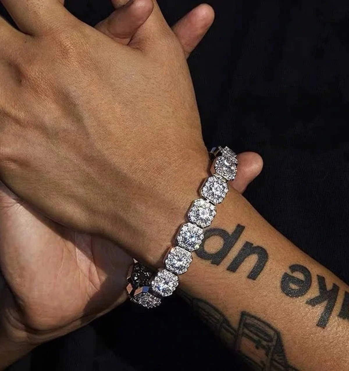 Dubss Square Cluster Zirconia Link Bracelet for Women 24K Real Gold Color Plated Hip Hop Rock Street Jewelry