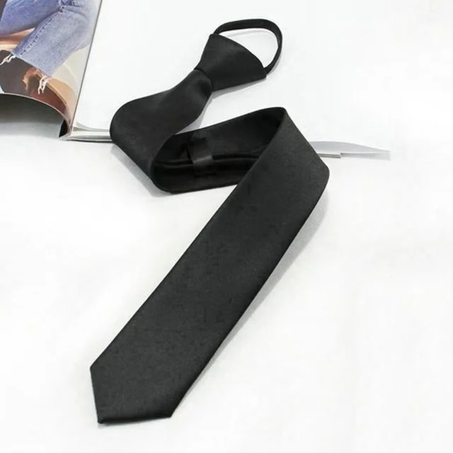 Black Simple Clip on Tie Security Tie Doorman Steward Matte Funeral Tie for Men Women Students 5