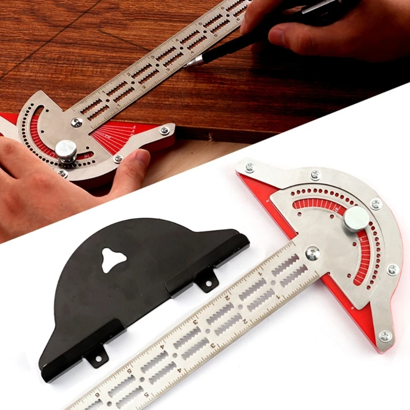

Carpentry Layout Carpenter Tools Adjustable Edges Ruler Stainless Angles Protractor Carpenter Measuring Tool 40JE