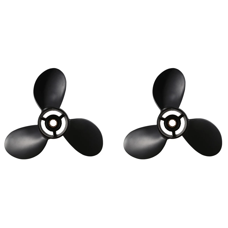 

2Pcs 8.9 X 8.5 Black Boat Outboard Propeller For Tohatsu 2 Stroke 9.8HP Aluminum Alloy 3B2-64517-0 Boat Motor