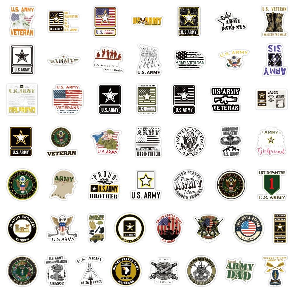 100 Adesivi Impermeabili Fai-da-Te per Cellulari con Tema Esercito Americano - immagine 5