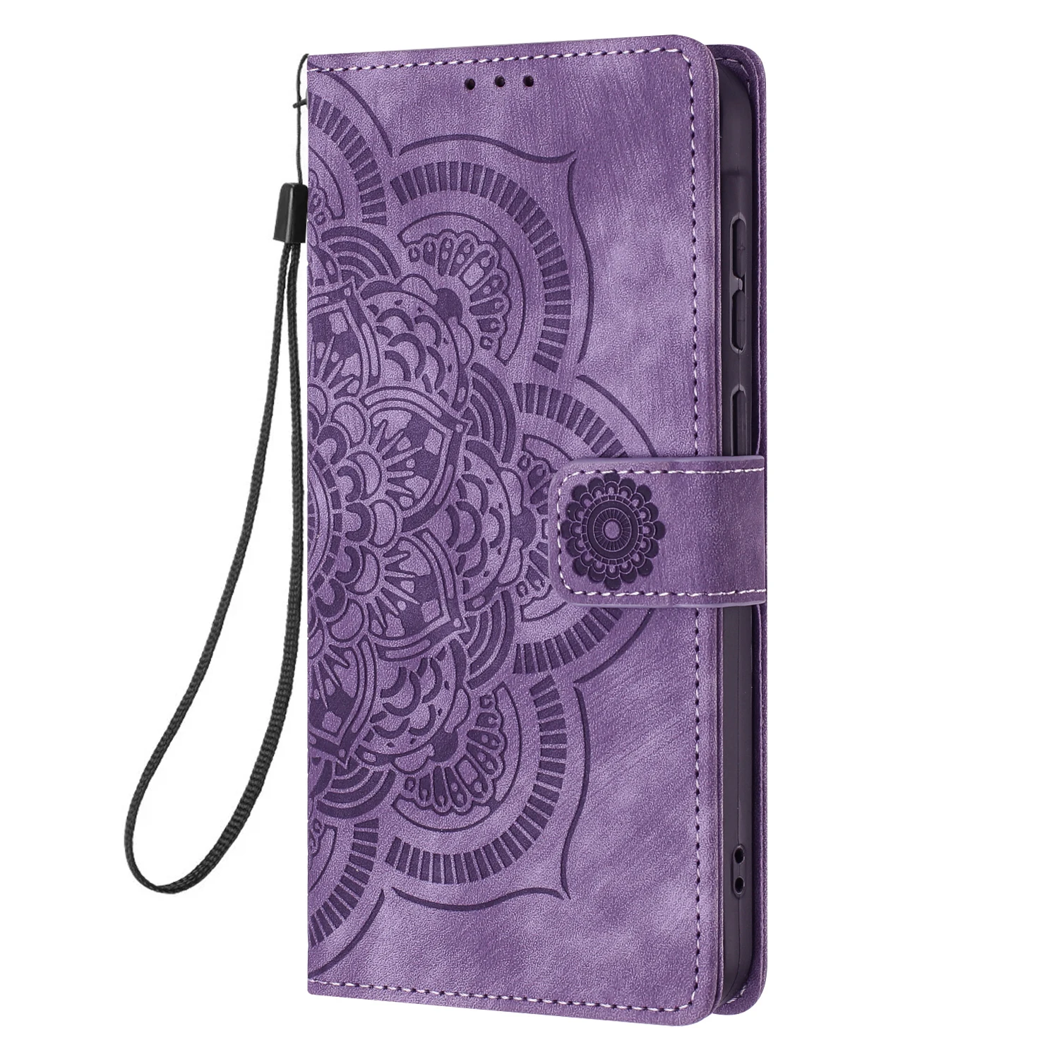 Elegant 3D Flower Leather Phone Wallet Case Cover