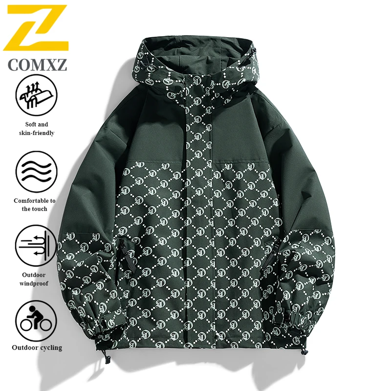 EiAO Windbreaker Colorblock Hooded  Unisex Waterproof Windproof mountaineering  camp Coat for Urban Outdoor Hiking Camping 2025