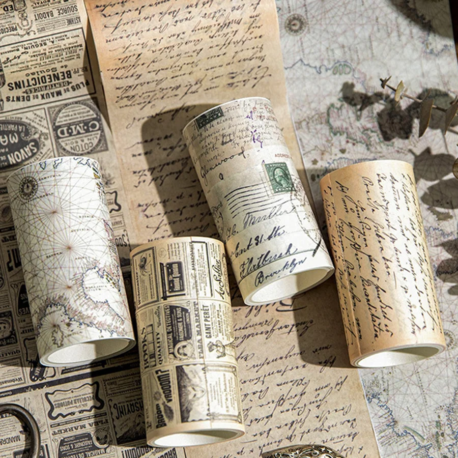 2/4 롤 자체 접착식 빈티지 레저 테이프 DIY 콜라주 수공예품 아트 오피스 스터디 와시 테이프 저널 장식 생일 선물 XJM