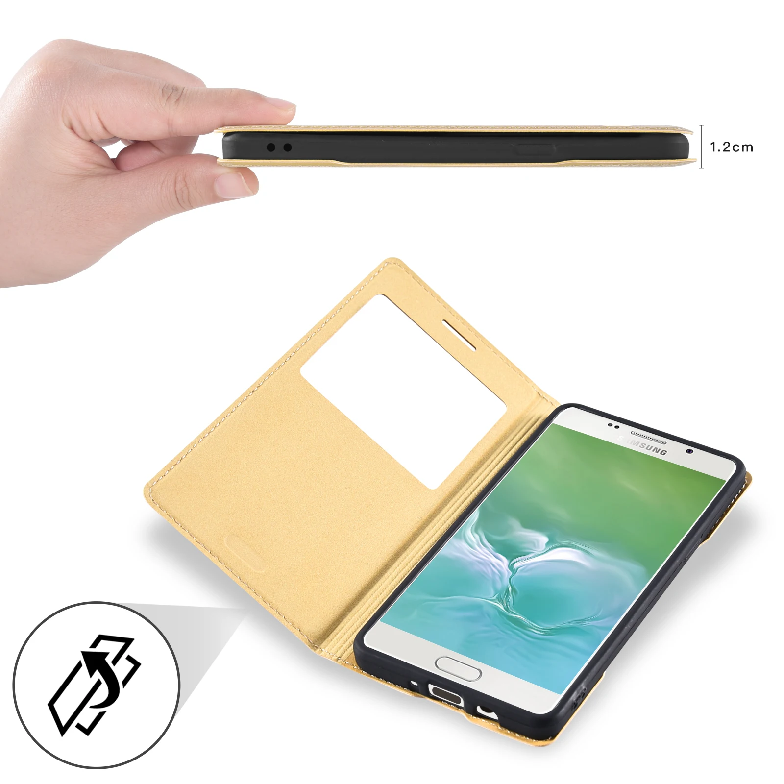 Sleek Transparent Window Flip Leather Phone Case