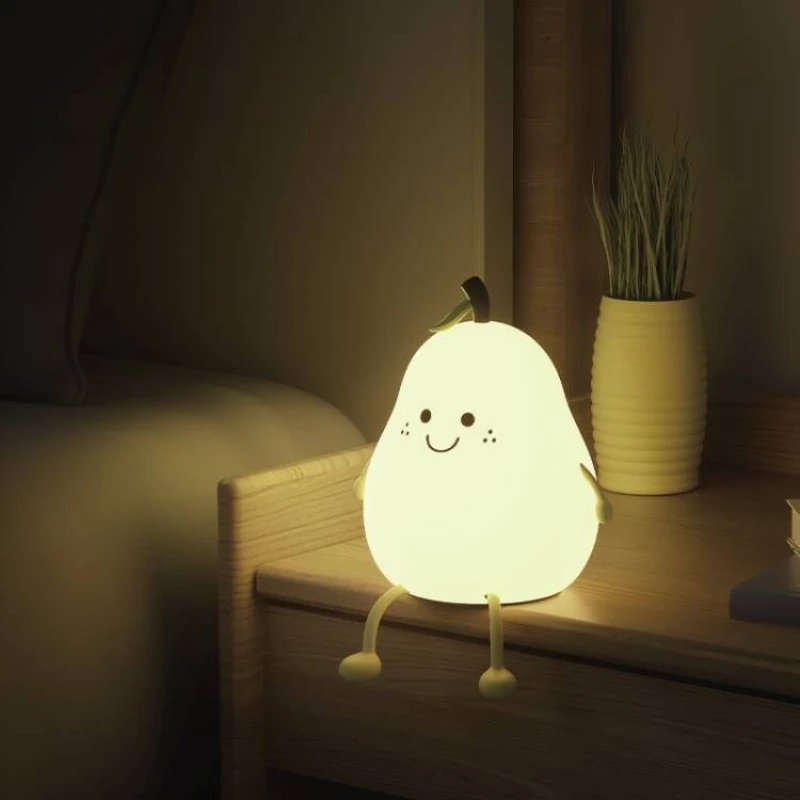 

USB Charging Pear Night Light Colorful Silicone Regular Sleep Atmosphere LED Light Fashion Personalized Creative Birthday Gift