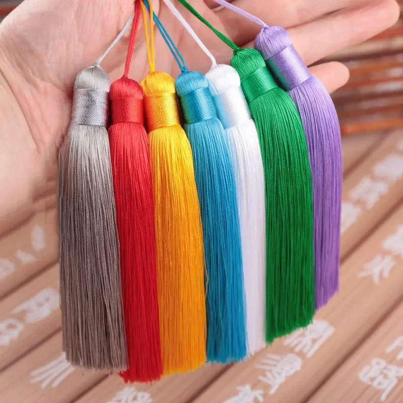 2Pcs 12CM Polyester Tassels Hanging Ring Silk Sewing Bang Tassel Trim Decorative Key Tassels for Pendant Home Deco