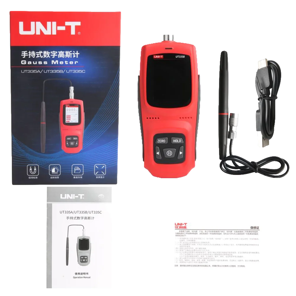UNI-T UT335B Permanent Magnet Gauss Meter Handheld Digital Tesla Meter Magnetic Flux Meter Surface Magnetic Field 2% Accuracy 3