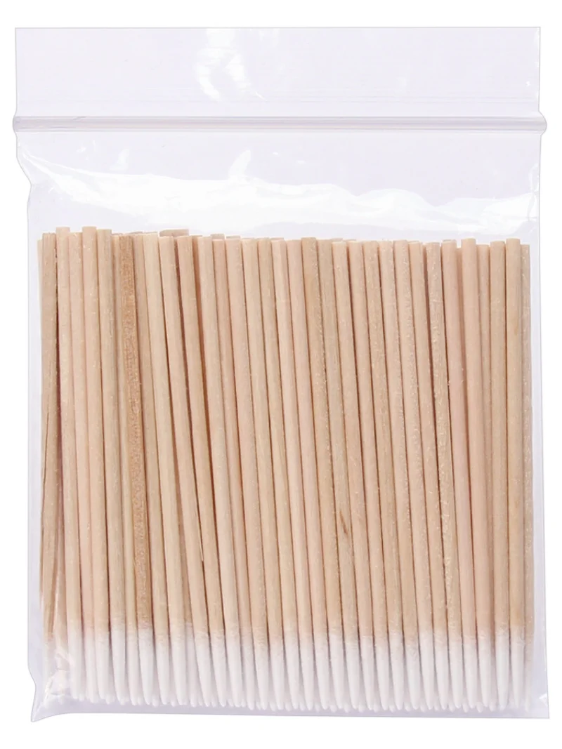 

Disposable Ultra-small Cotton Swab 100pcs Lint Free Micro Brushes Wood Cotton Buds Swabs Eyelash Extension Glue Removing Tools