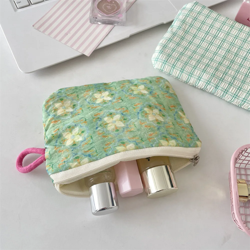 Damen Geldbörsen Korean Floral Countryside Style Süße Kawaii Geldbörsen Tragbare Lippenstift ID Schlüssel Aufbewahrungstasche Kosmetiktasche – Detail 7