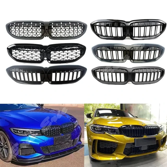  Front Gloss Black Single Slat Grill/Grilles Kidney Grill  Replacement Compatible with 2019 2020 2021 2022 BMW 3 Series G20 G21 G28 :  Automotive